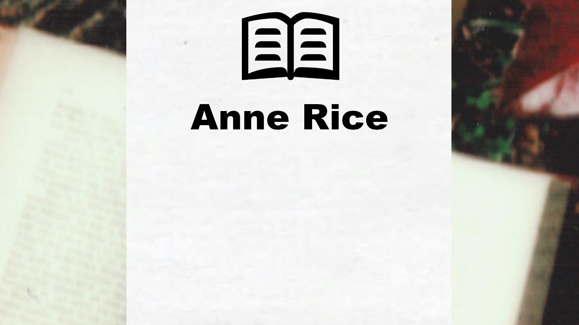 Livres de Anne Rice