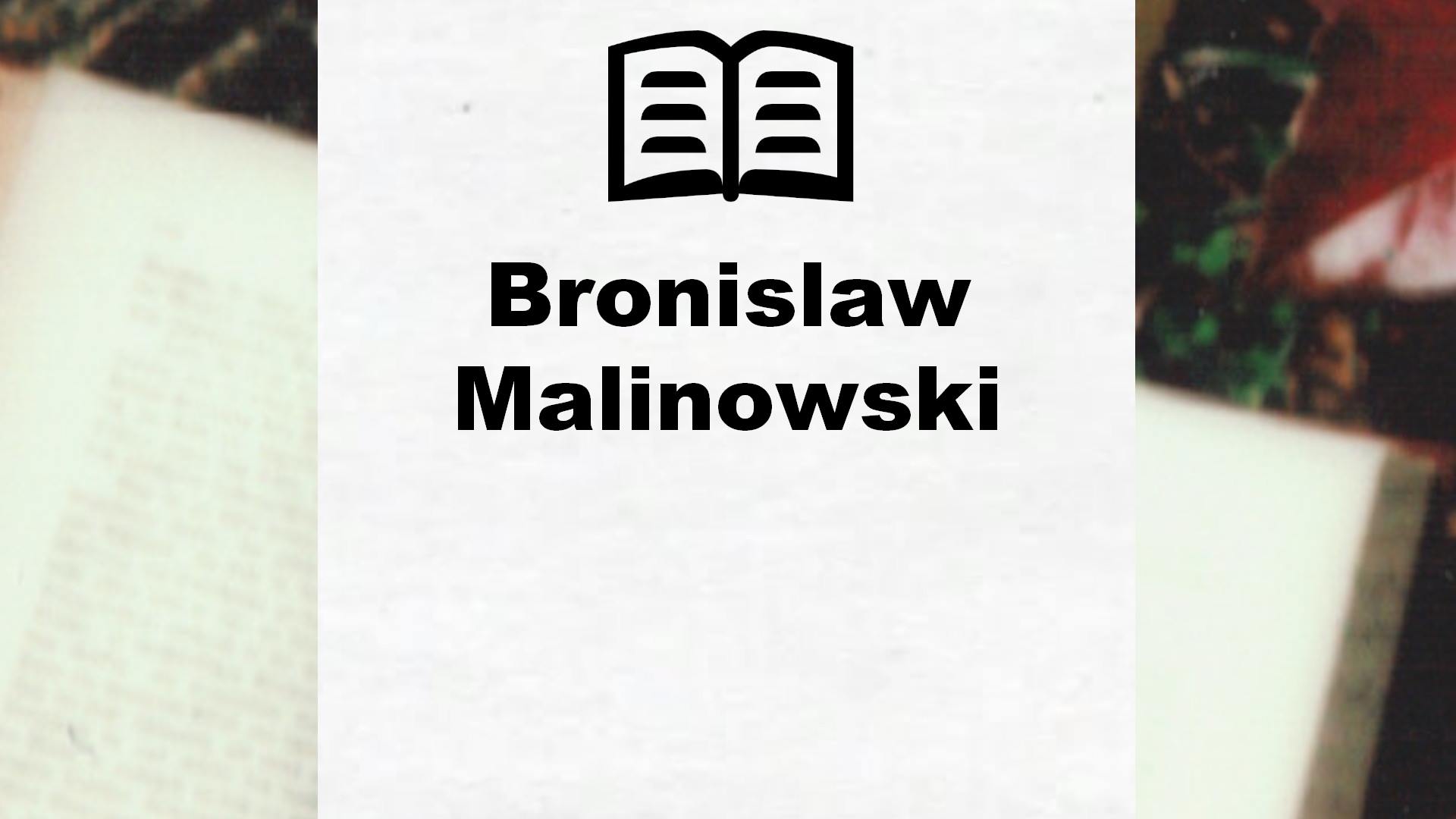 Livres de Bronislaw Malinowski
