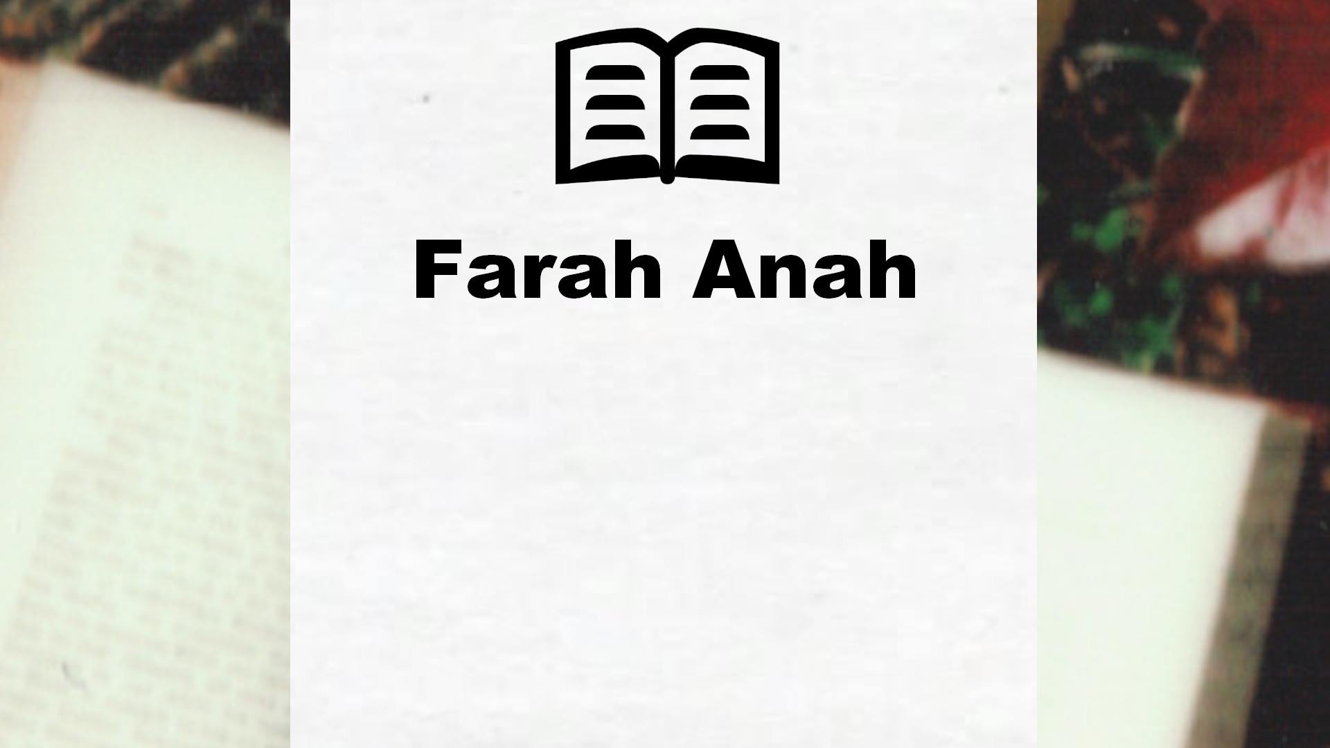 Livres de Farah Anah